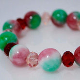 Green And Red Jade With Pink Crystals Bracelets - FashionByTeresa